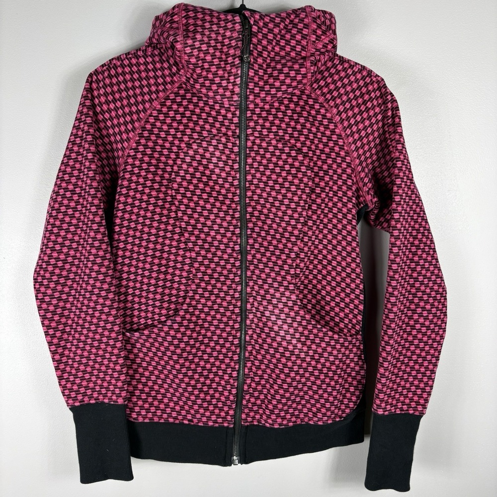 Lululemon 8 Scuba Hoodie III Deep Dive Berry Rumble Black Fleece Full Zip Hoodie
